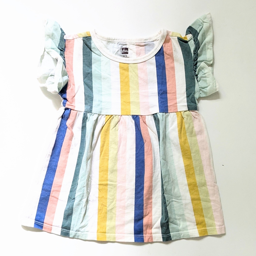Colorful Striped Ruffle Sleeve Top